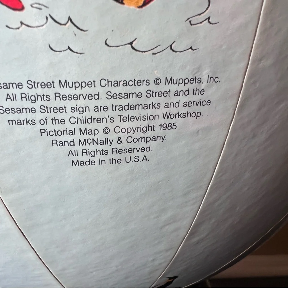 Vintage 1985 Sesame Street World Globe Rand McNally Muppets Educational Globe US